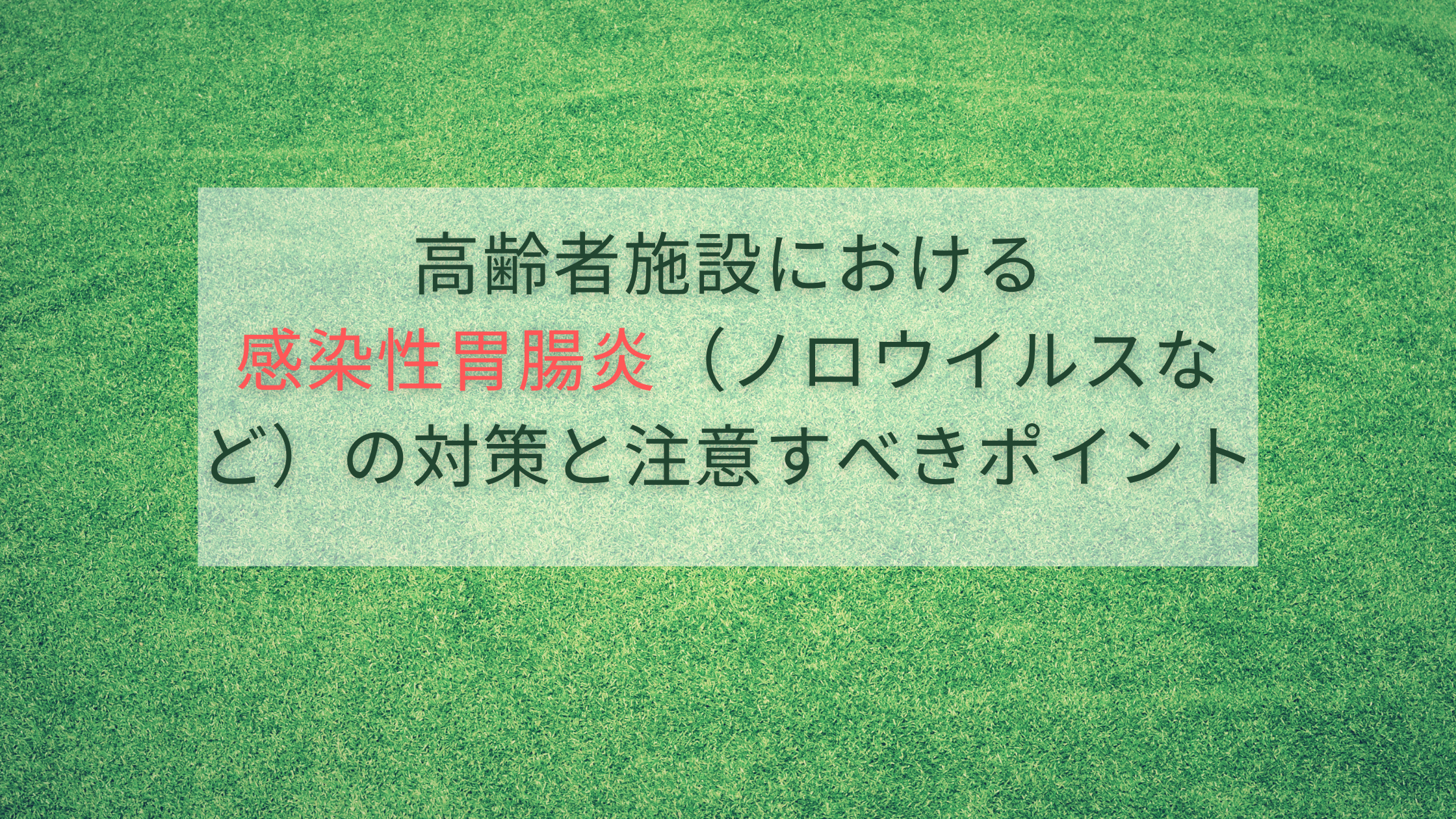 高齢者施設における感染性胃腸炎（ノロウイルスなど）の対策と注意すべきポイント