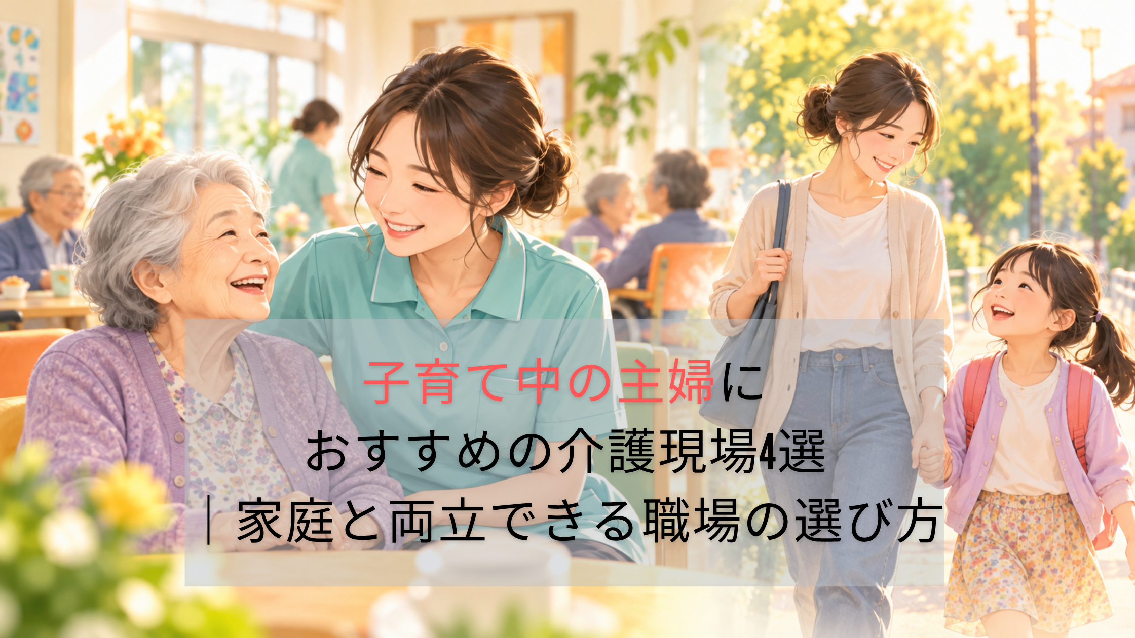 子育て中の主婦におすすめの介護現場4選|家庭と両立できる職場の選び方